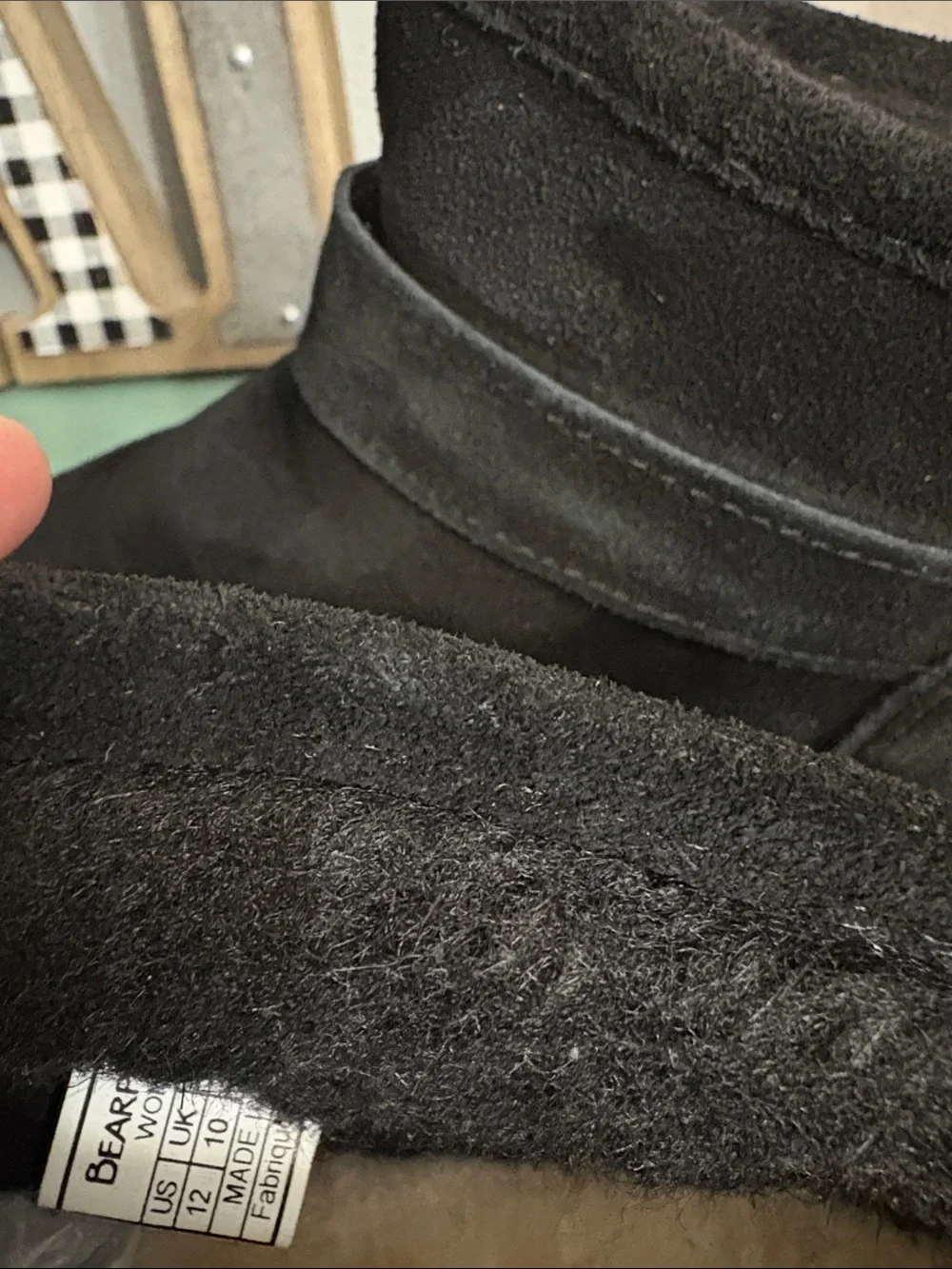 BearPaw Black Suede Ankle Booties with Strap